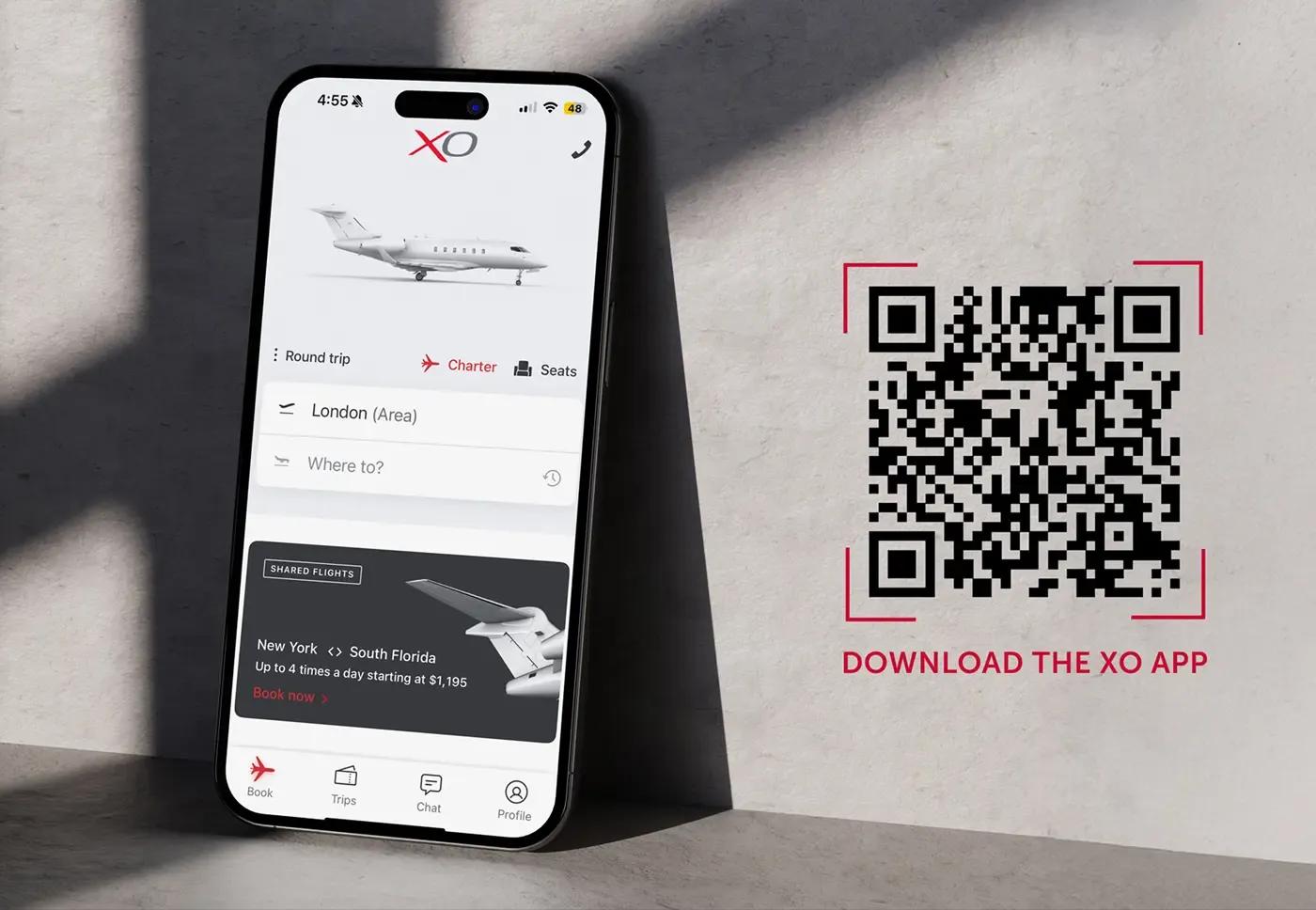 XO mobile app and QR code